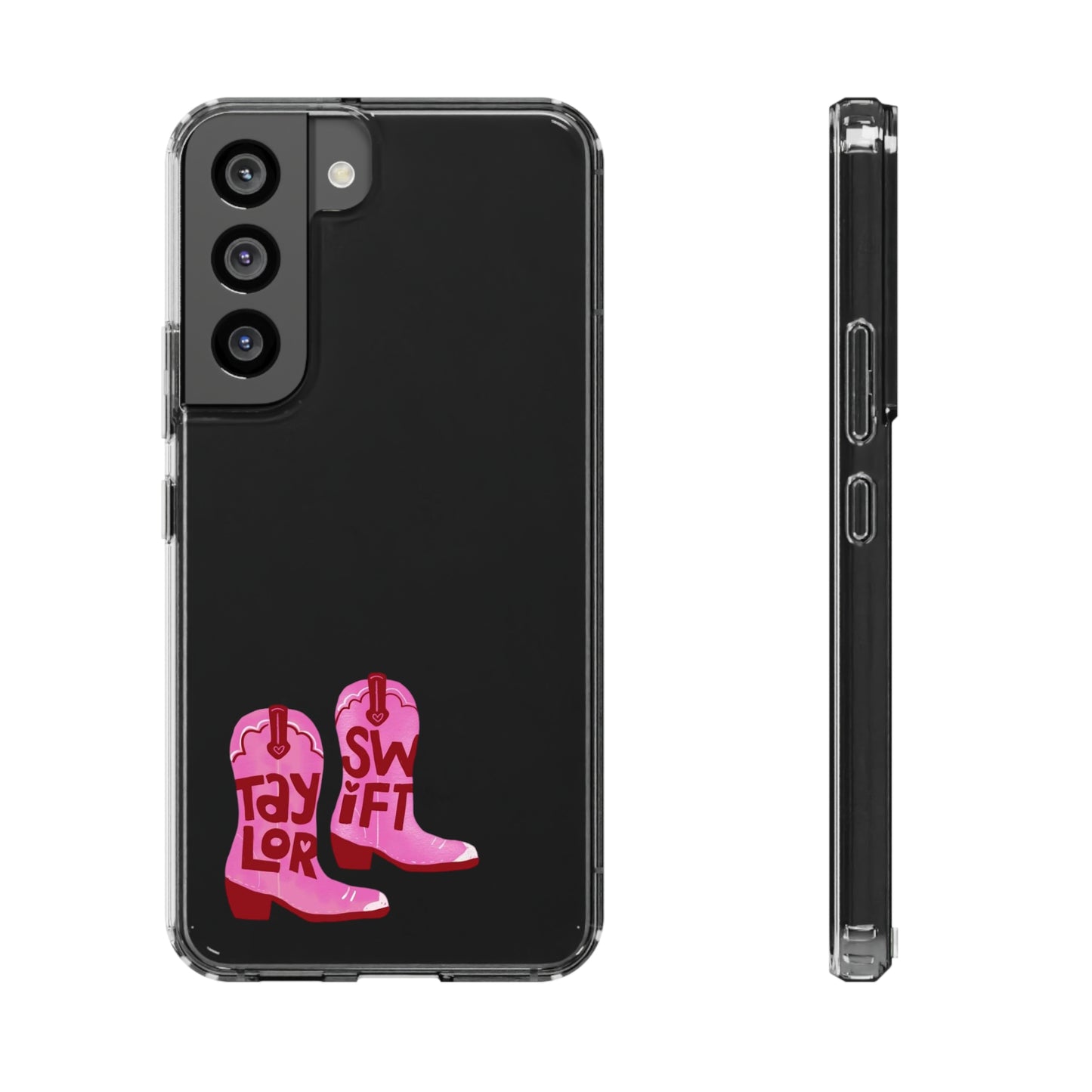 "Taylor Swift" Pink Cowboy Boots (Debut) Clear Phone Cases (Iphone & Samsung)