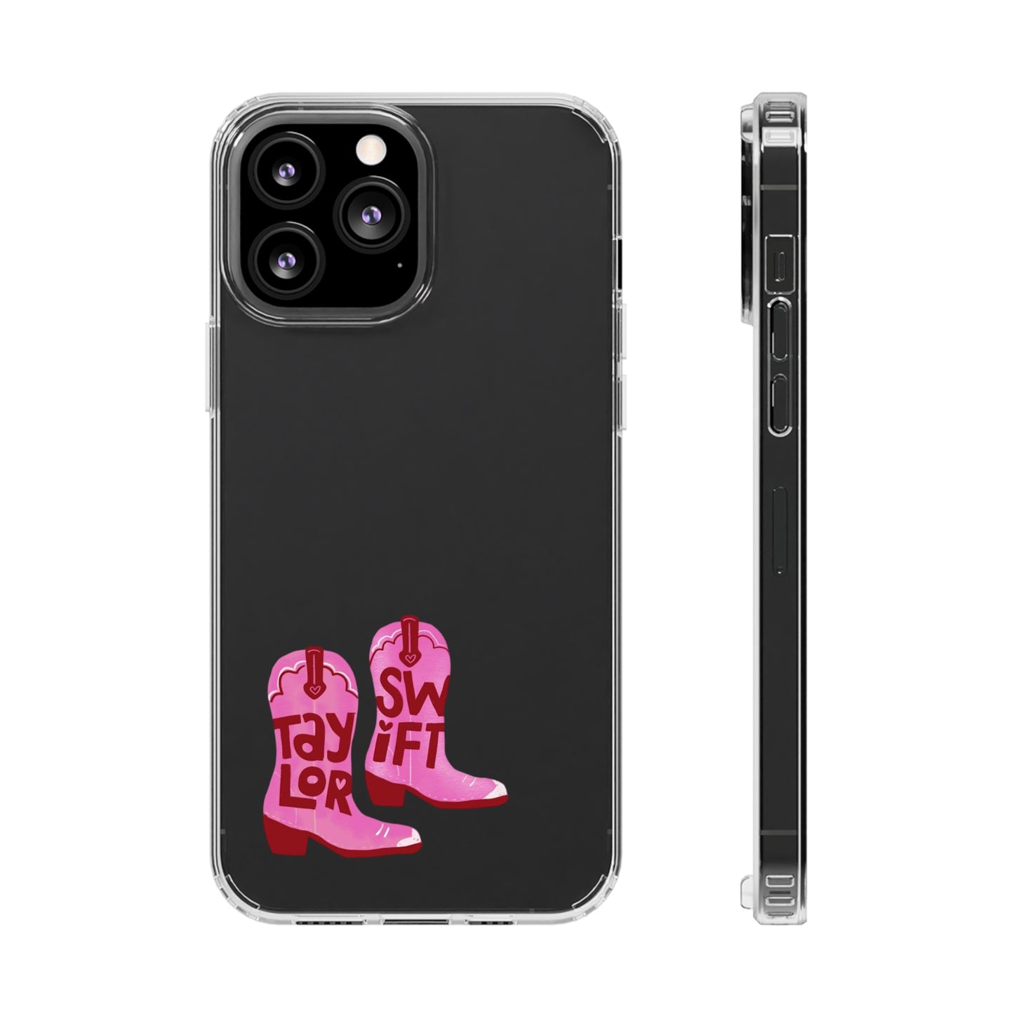 "Taylor Swift" Pink Cowboy Boots (Debut) Clear Phone Cases (Iphone & Samsung)