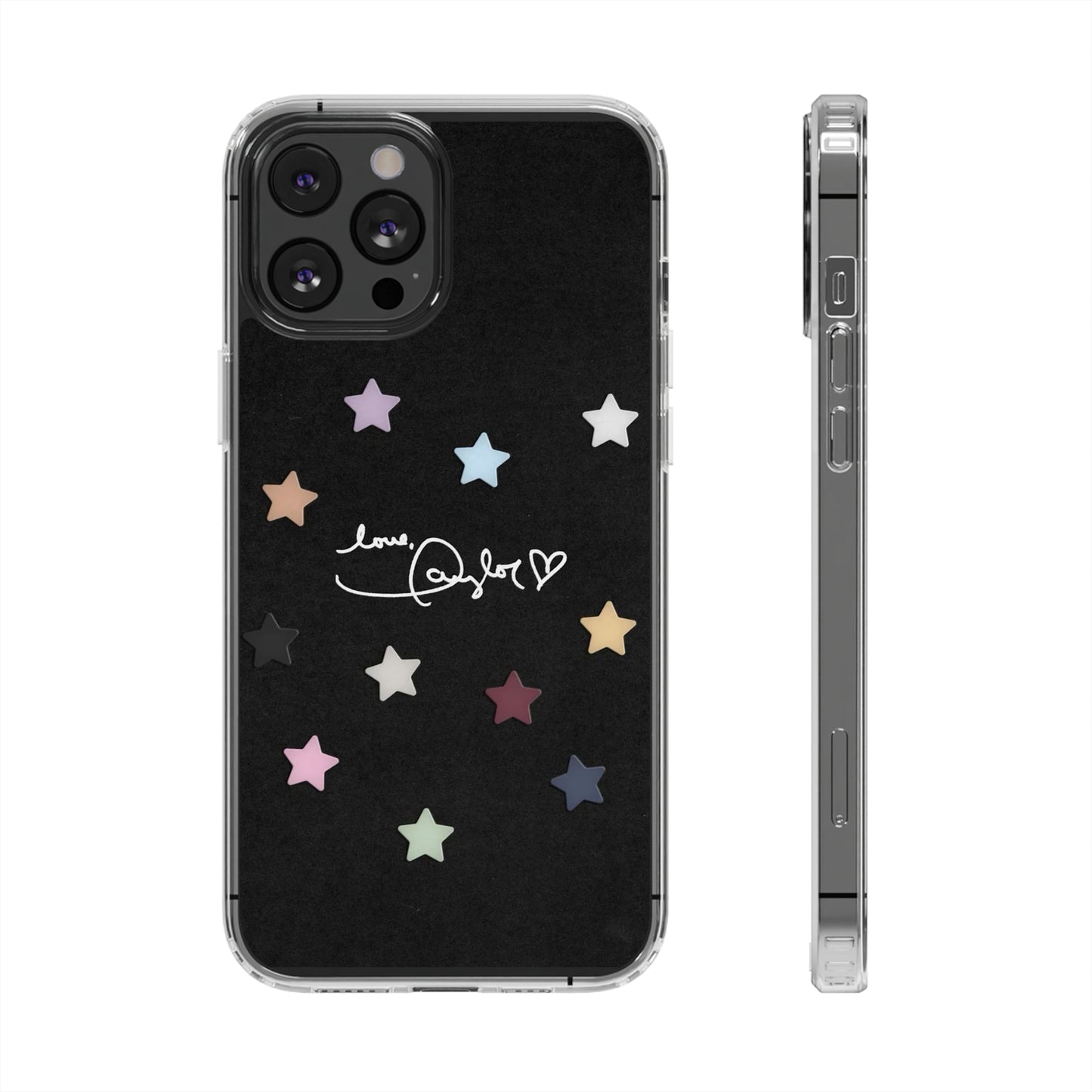 "Love, Taylor" Taylor Swift Confetti Black/Clear Phone Cases (Iphone & Samsung)