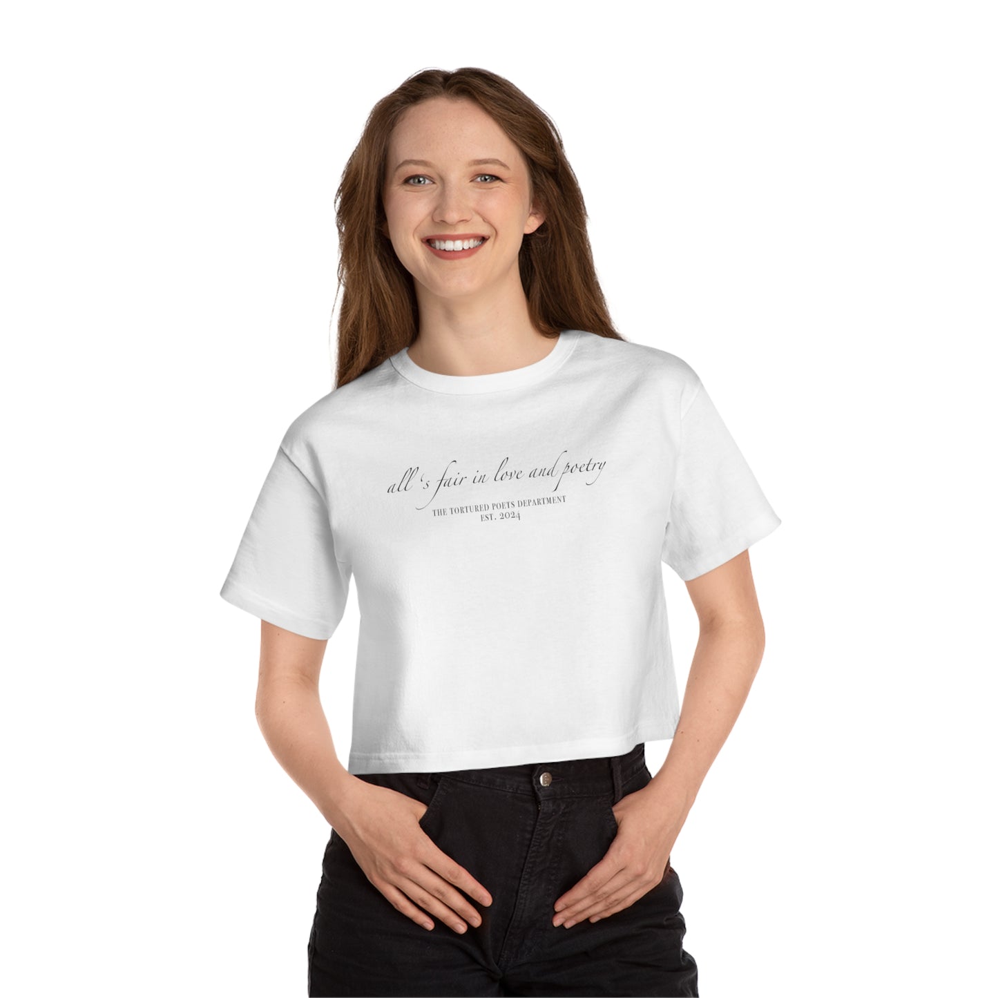 "all's fair in love and poetry" TS (The Tortured Poets Department TS 11) Champion Women's Heritage Cropped T-Shirt