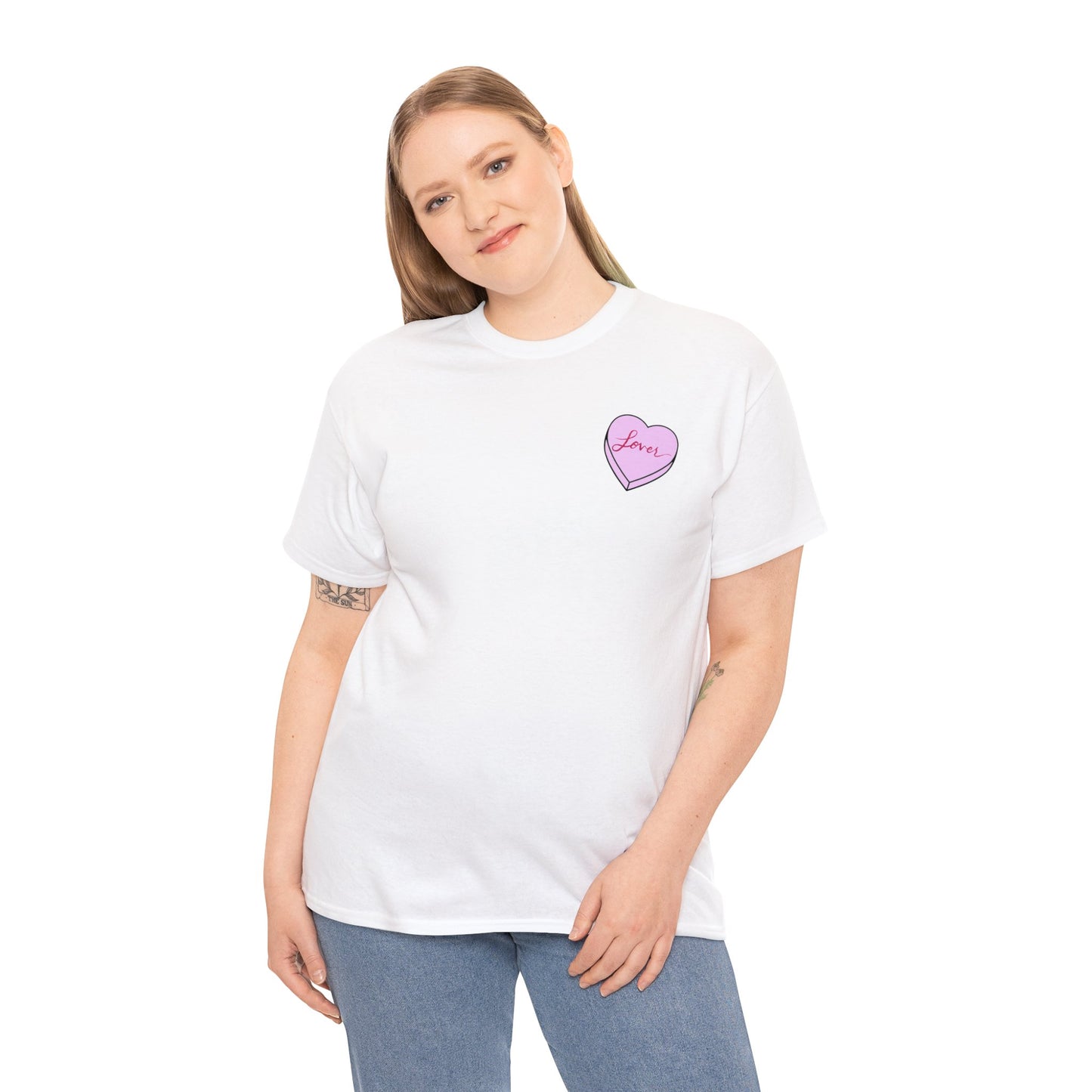 TS "Lover" Valentine's Day Candy Heart Unisex Heavy Cotton Tee