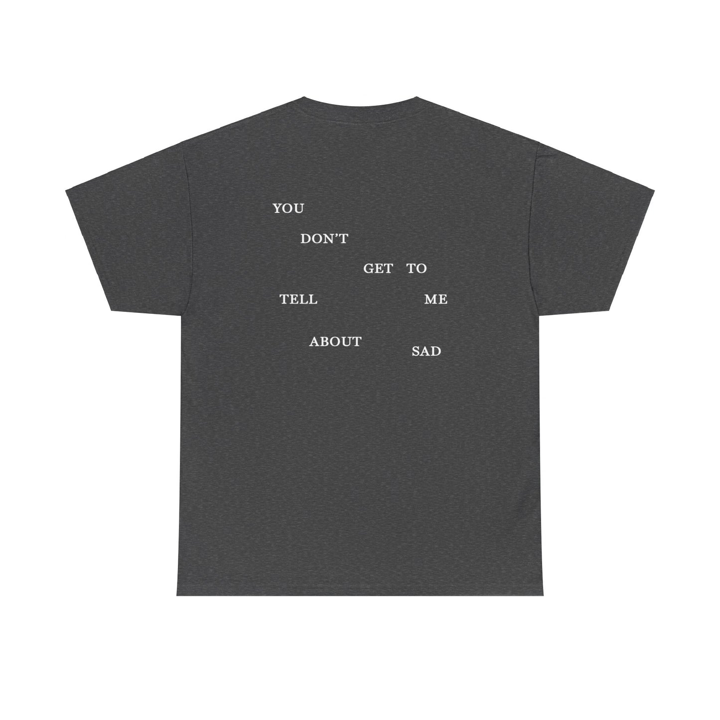 "YOU DON'T GET TO TELL ME ABOUT SAD" TTPD 2nd Variant T-Shirt (TS, The Tortured Poets Department, Basic Tee, Unisex Heavy Cotton Tee)