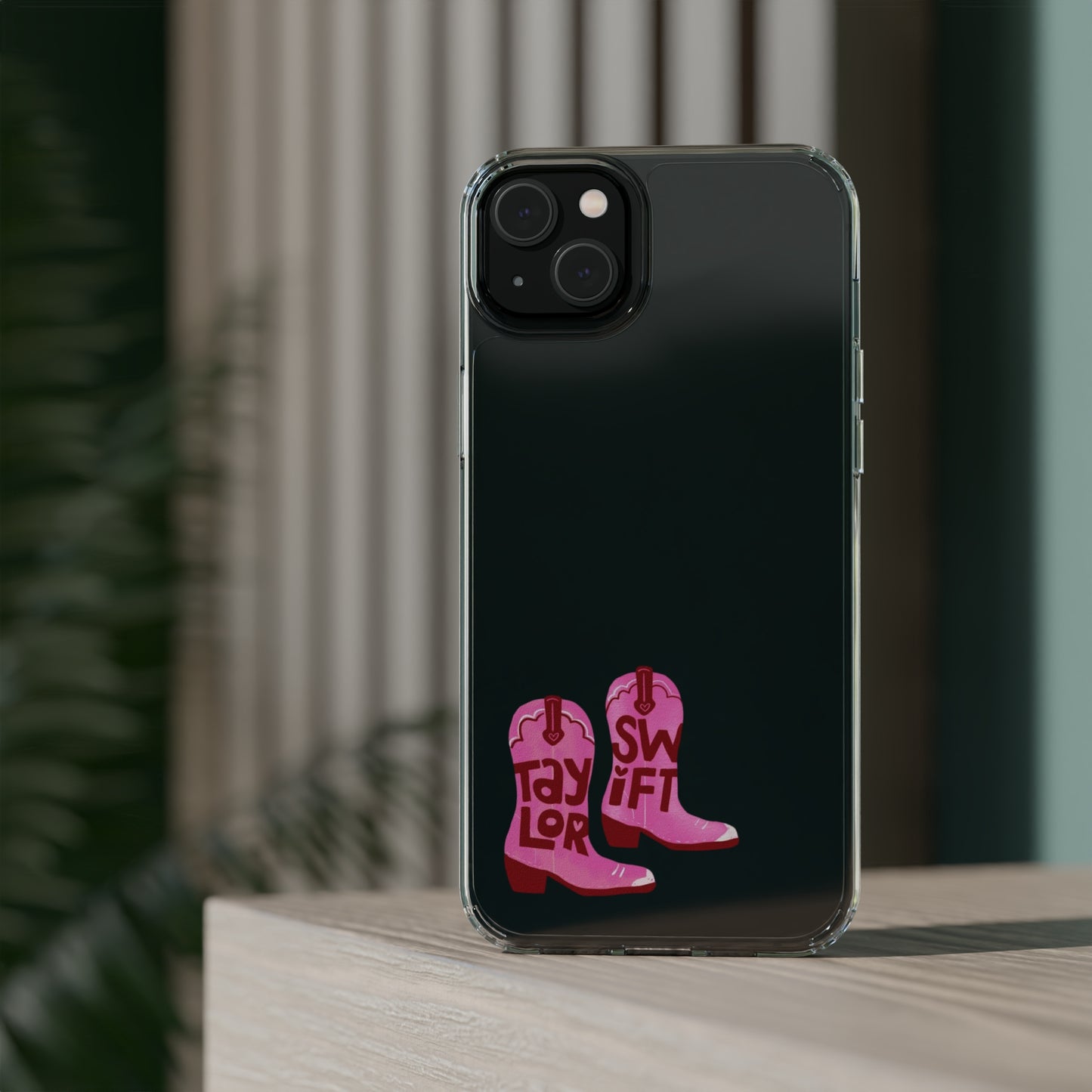 "Taylor Swift" Pink Cowboy Boots (Debut) Clear Phone Cases (Iphone & Samsung)