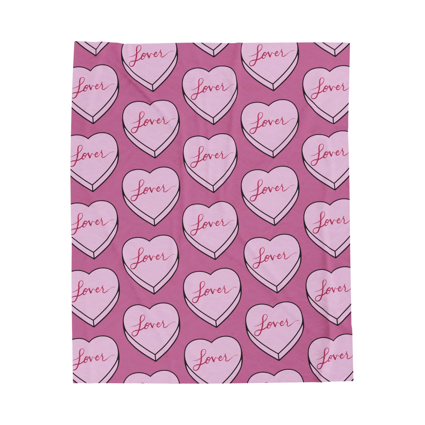 TS "Lover" Valentine's Day Candy Heart Velveteen Plush Blanket