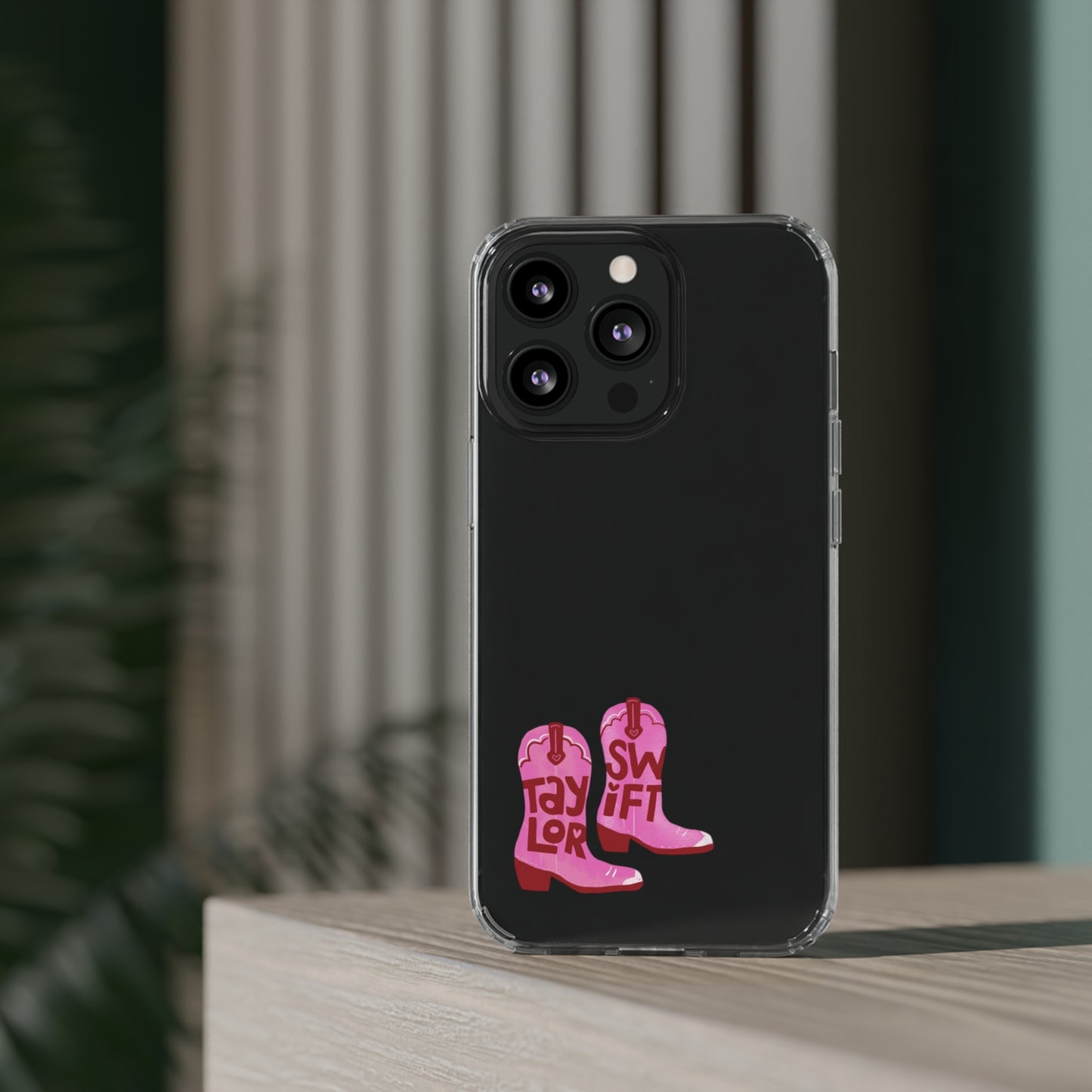 "Taylor Swift" Pink Cowboy Boots (Debut) Clear Phone Cases (Iphone & Samsung)