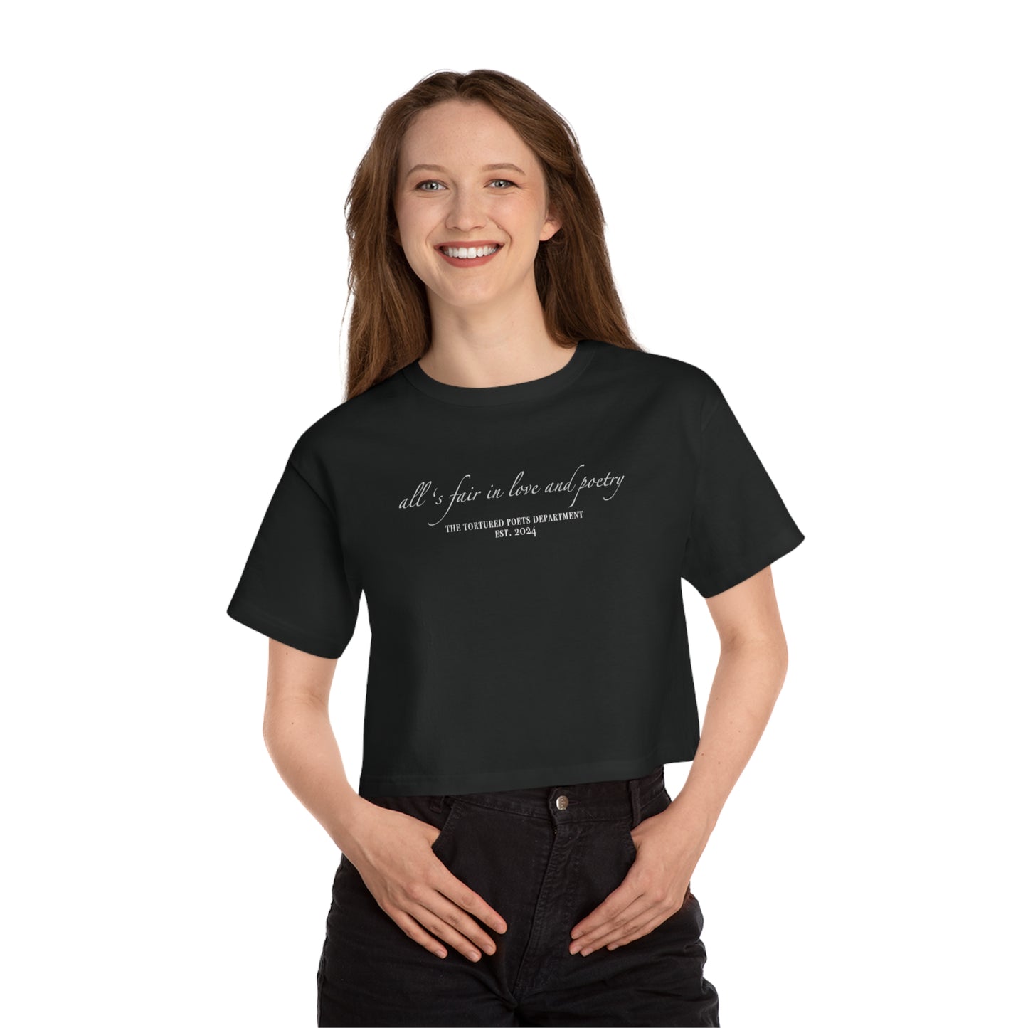 "all's fair in love and poetry" TS (The Tortured Poets Department TS 11) Champion Women's Heritage Cropped T-Shirt