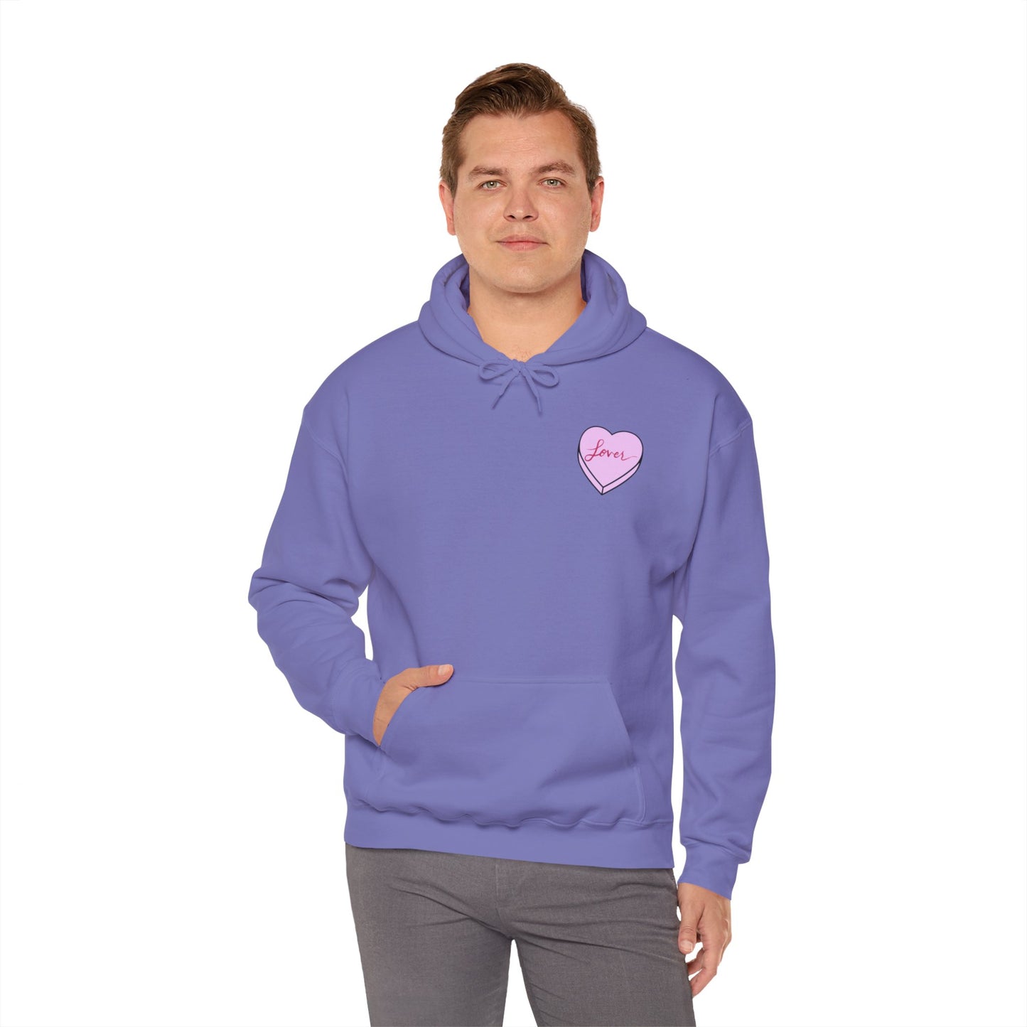 TS "Lover" Valentine's Day Candy Heart Unisex Heavy Blend™ Hooded Sweatshirt