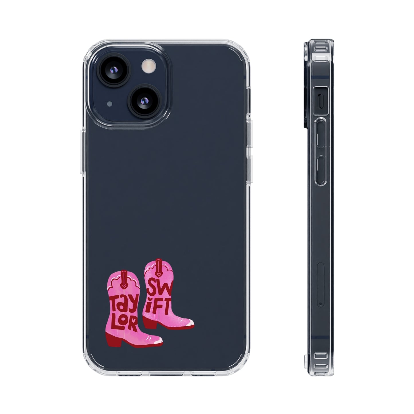 "Taylor Swift" Pink Cowboy Boots (Debut) Clear Phone Cases (Iphone & Samsung)