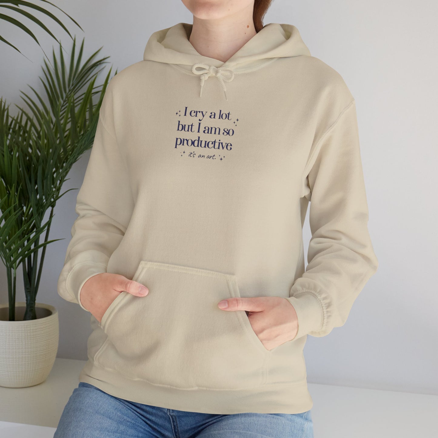 TS "I cry a lot but I am so productive, it's an art." TTPD Hoodie (Multiple Colors Available, Unisex Heavy Blend™ Hooded Sweatshirt)