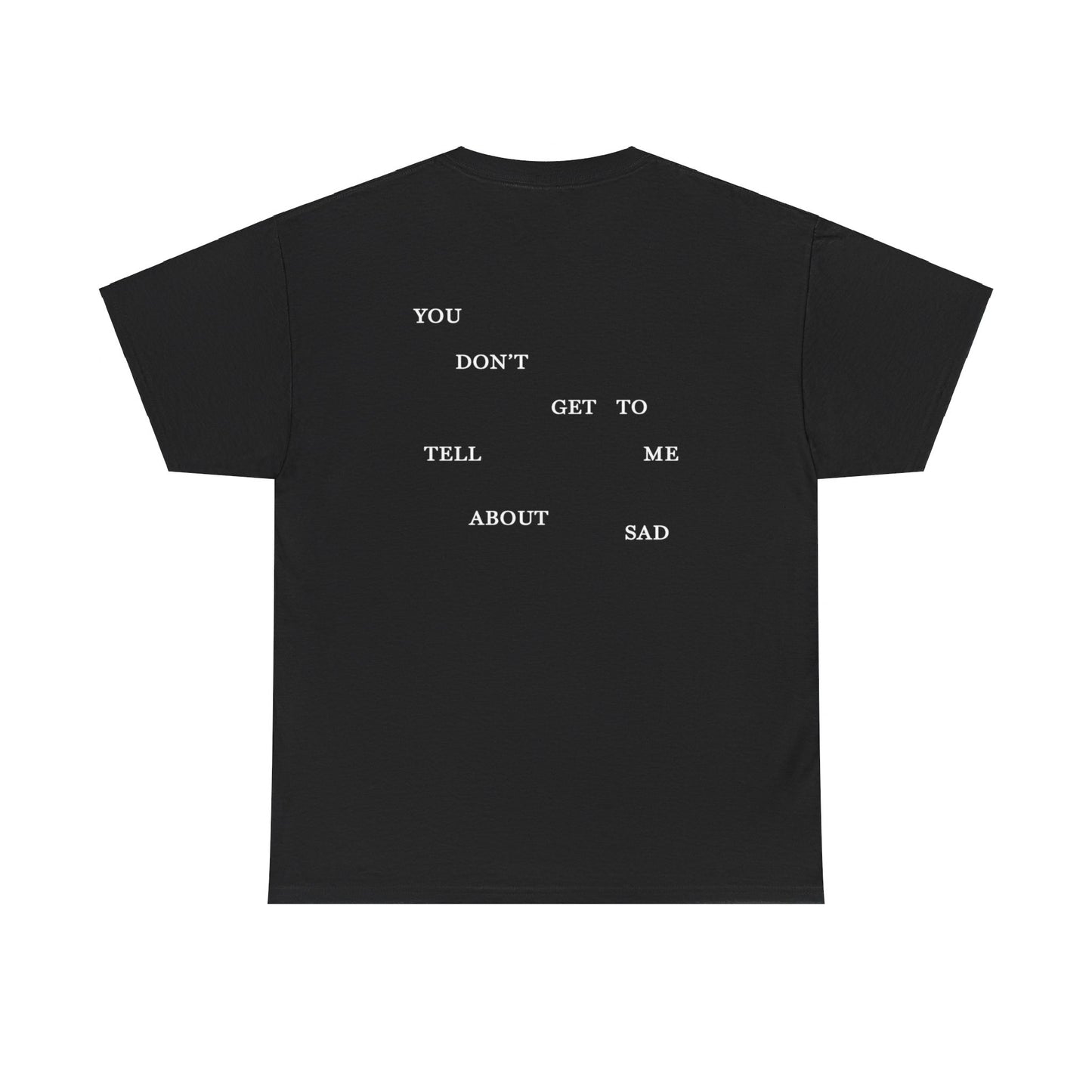 "YOU DON'T GET TO TELL ME ABOUT SAD" TTPD 2nd Variant T-Shirt (TS, The Tortured Poets Department, Basic Tee, Unisex Heavy Cotton Tee)