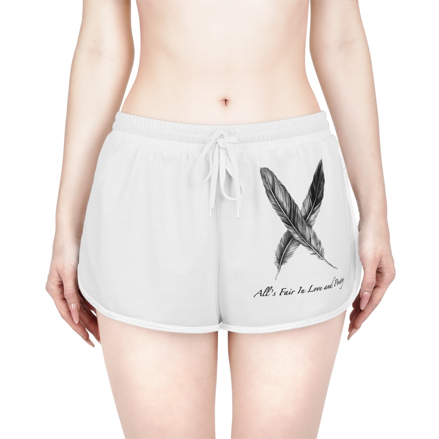 Feathers "All's Fair In Love and Poetry" TTPD Women's Relaxed Shorts (AOP) (TS, The Tortured Poets Department, TS 11)