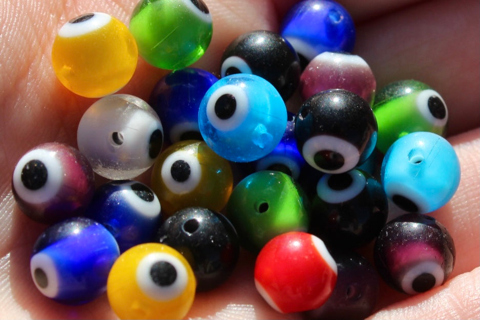 Evil Eye Glass Bead Wire Wrapped Rings