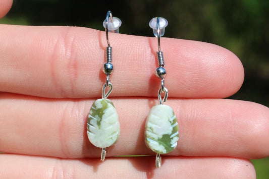 Lotus Jasper Stone Tear Drop Dangle Earrings