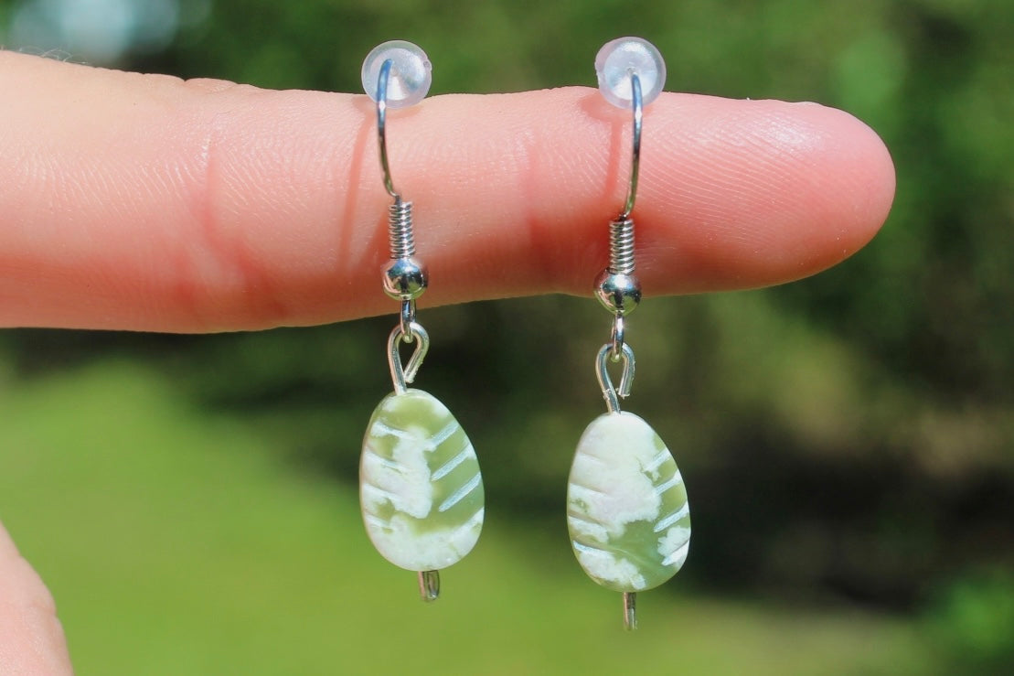 Lotus Jasper Stone Tear Drop Dangle Earrings