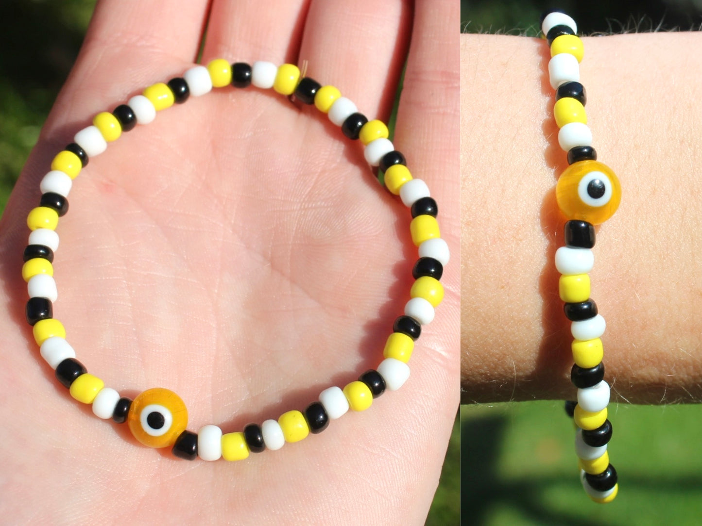 Evil Eye Glass Bead Wire Wrapped Ring | Protection Ring