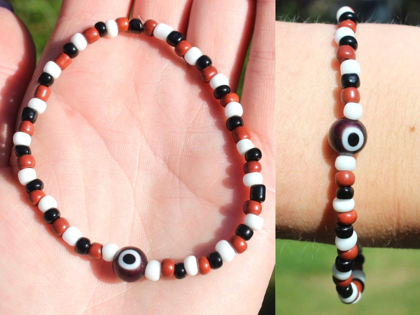 Evil Eye Glass Bead Wire Wrapped Ring | Protection Ring