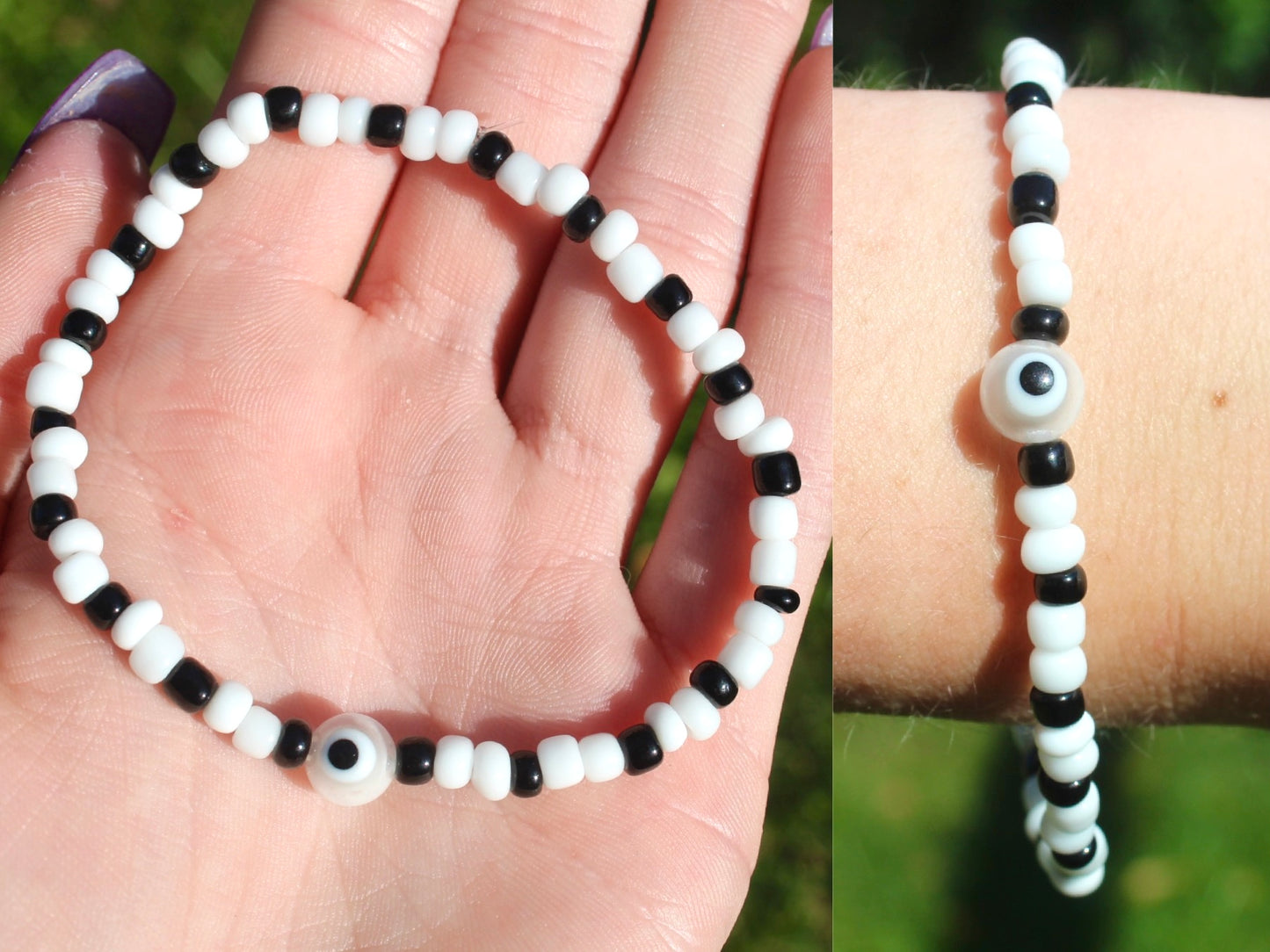 Evil Eye Glass Bead Wire Wrapped Ring | Protection Ring