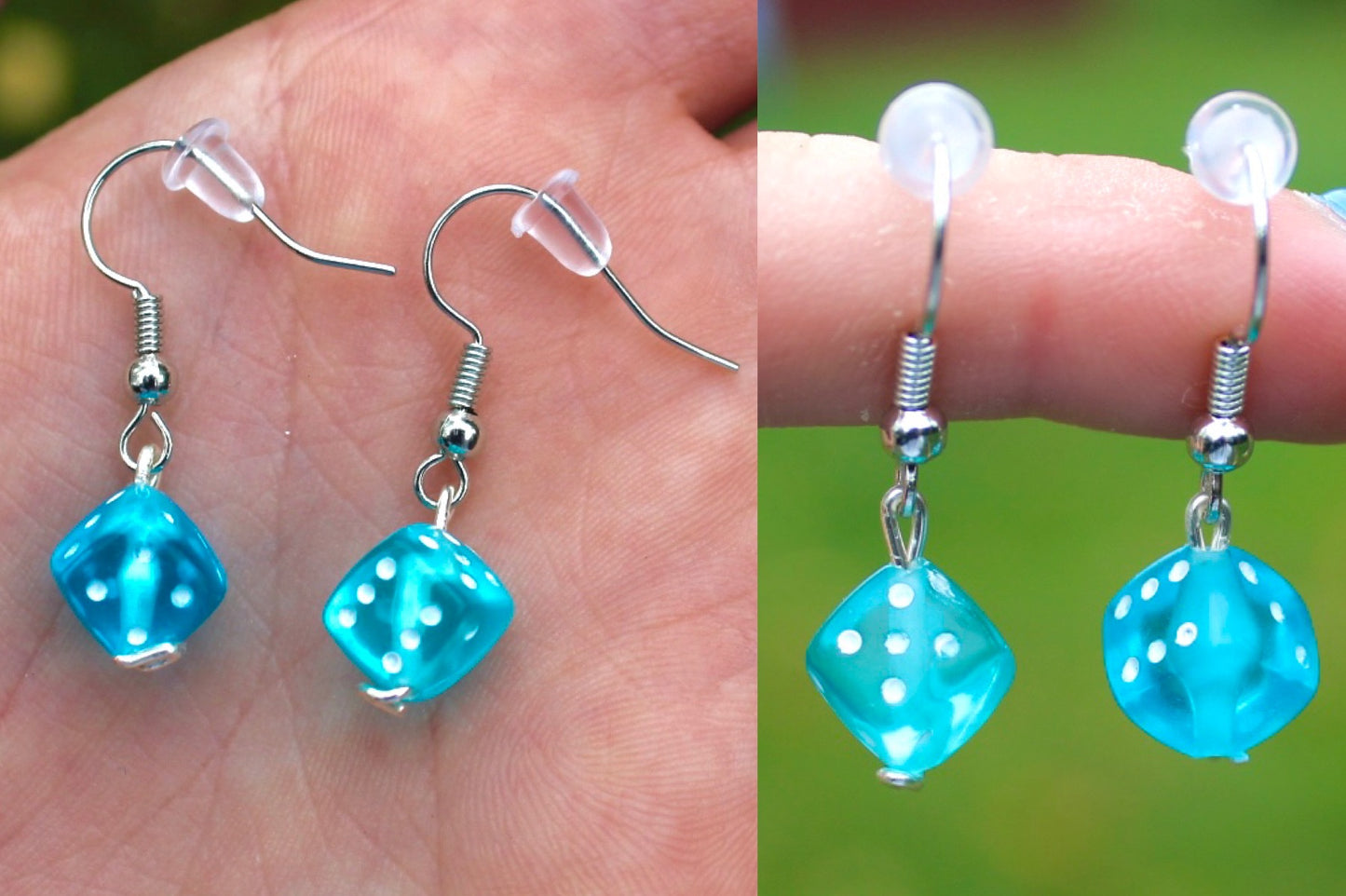 Transparent Dice Dangle Hook Earrings Inactive