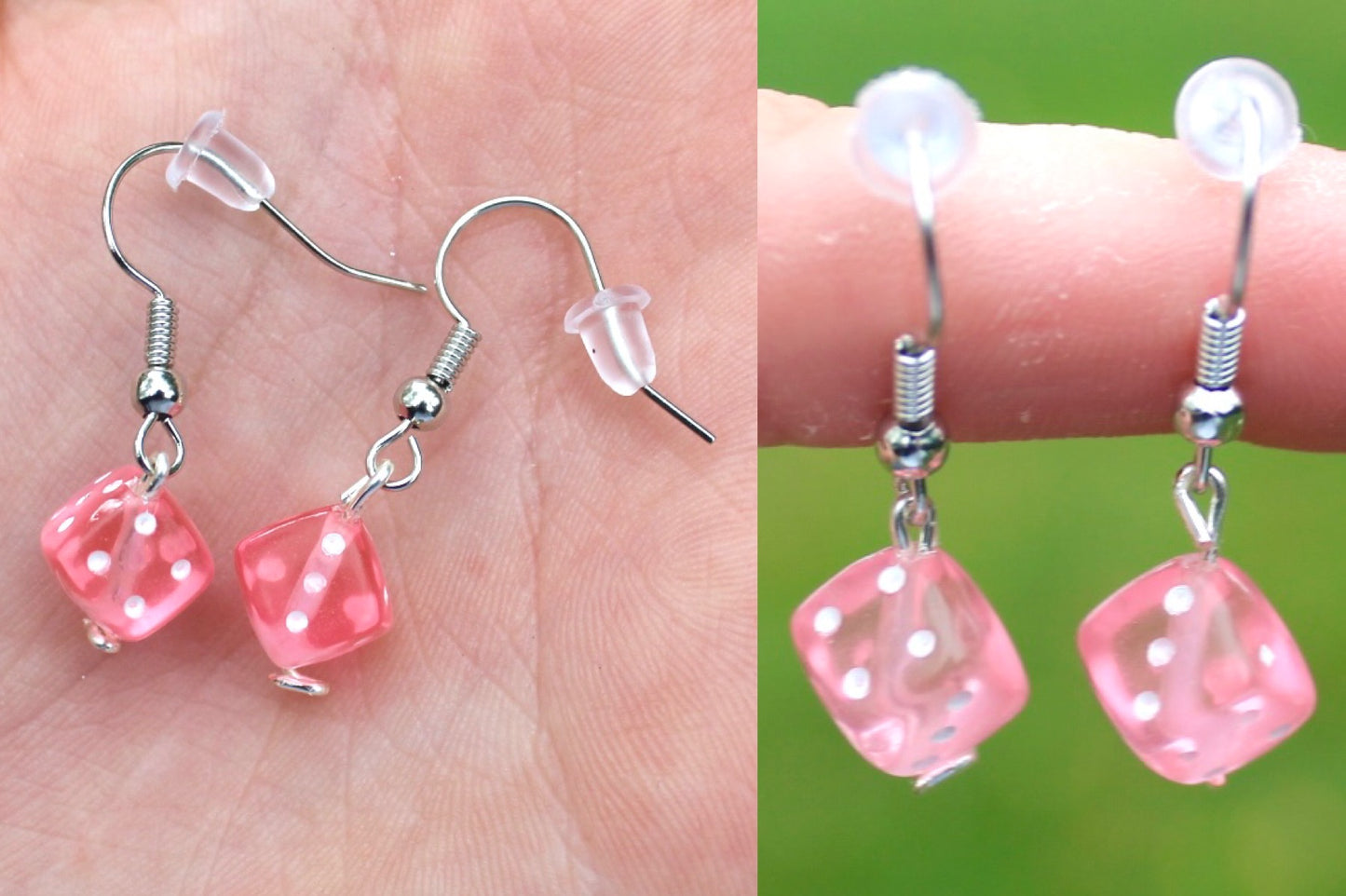 Transparent Dice Dangle Hook Earrings Inactive