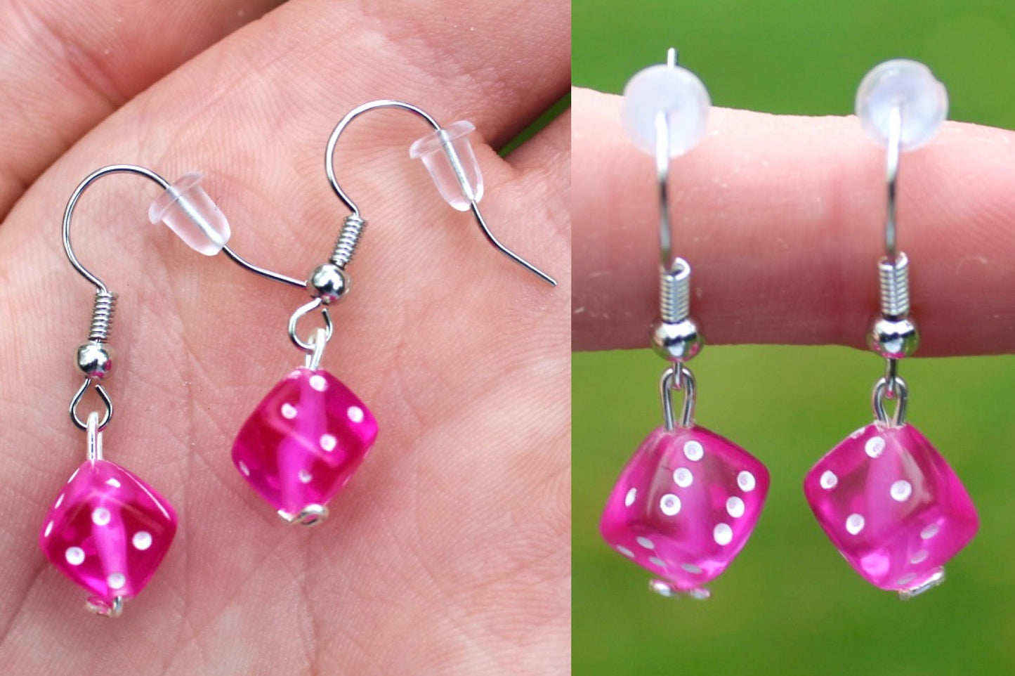 Transparent Dice Dangle Hook Earrings Inactive