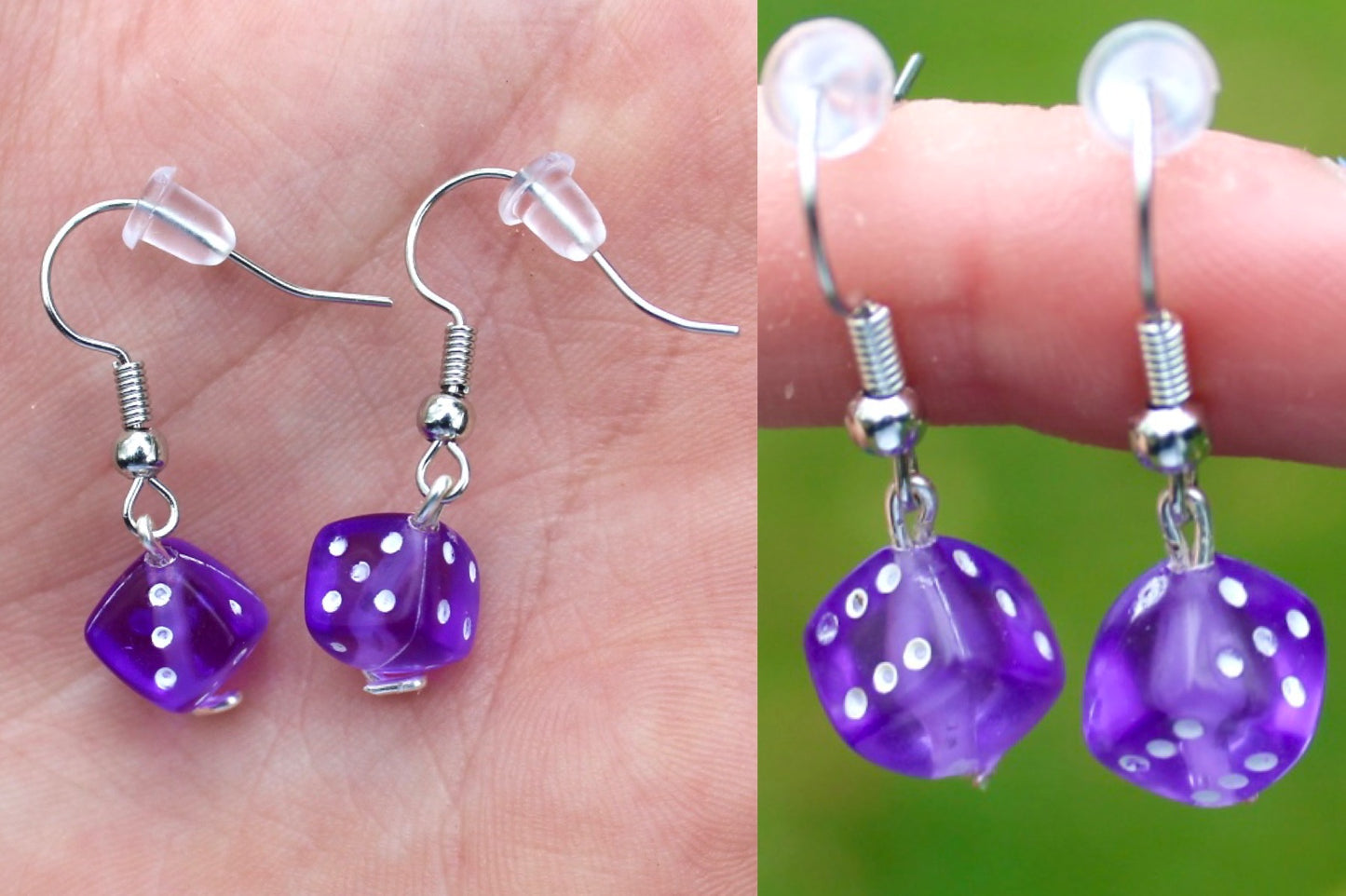 Transparent Dice Dangle Hook Earrings Inactive