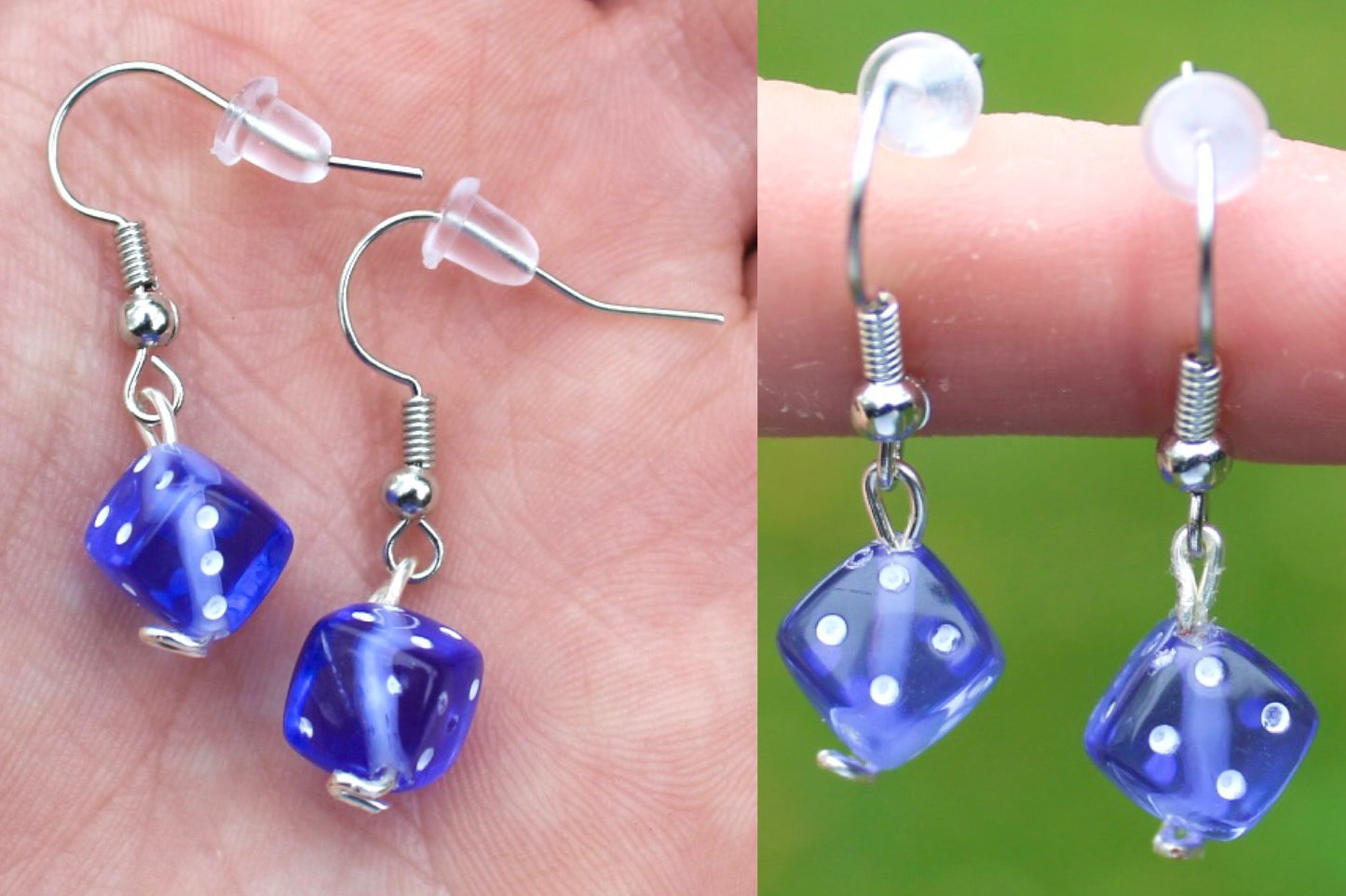 Transparent Dice Dangle Hook Earrings Inactive