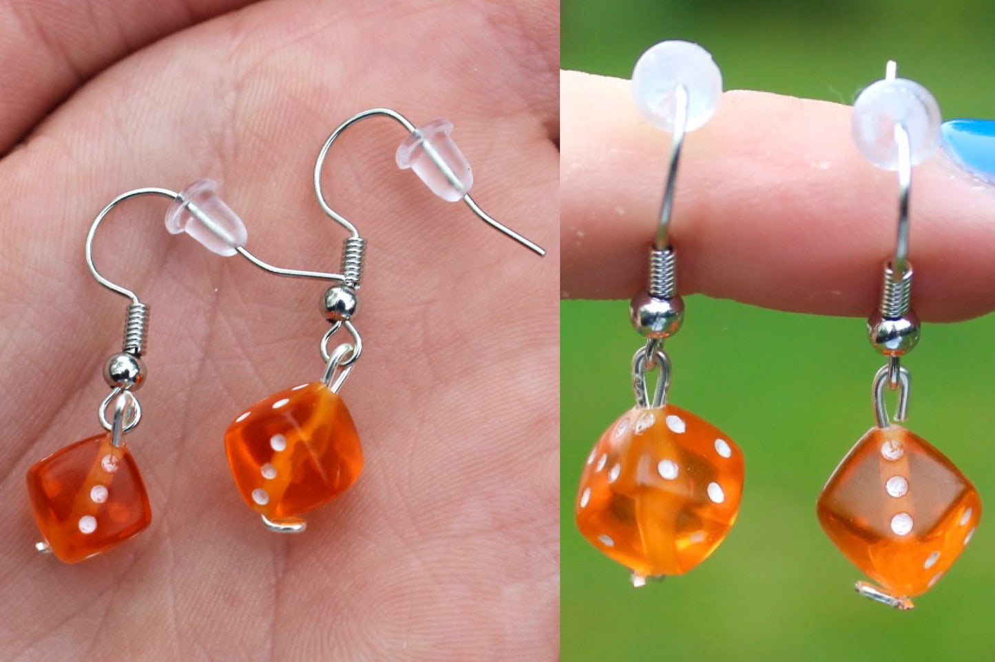 Transparent Dice Dangle Hook Earrings Inactive