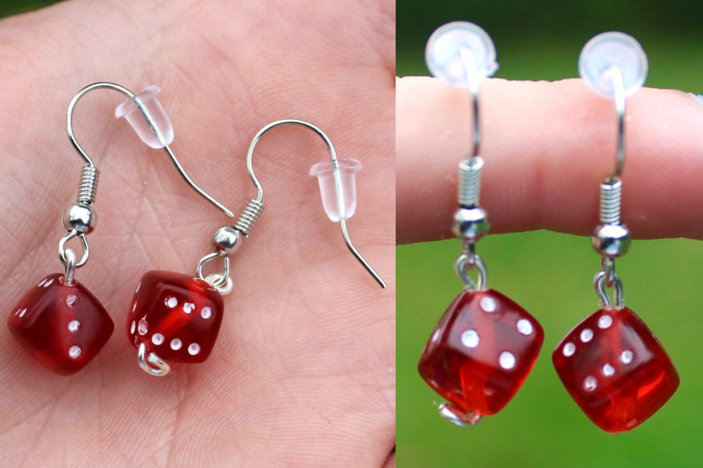 Transparent Dice Dangle Hook Earrings Inactive