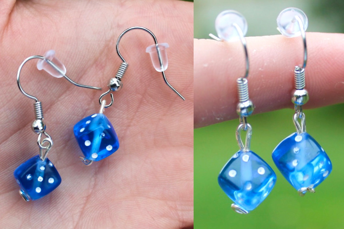 Transparent Dice Dangle Hook Earrings Inactive