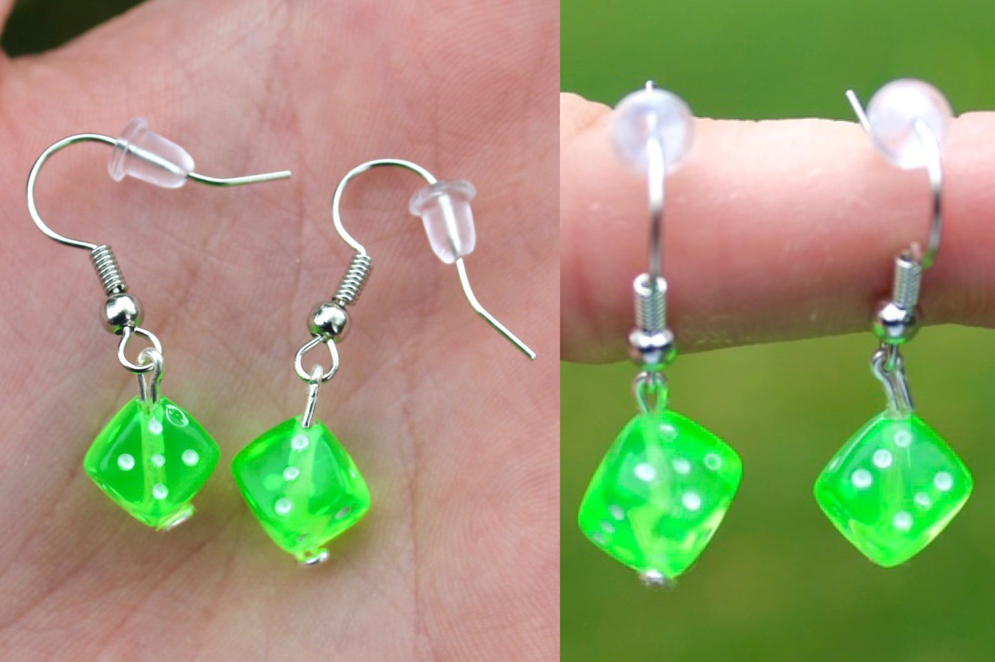 Transparent Dice Dangle Hook Earrings Inactive