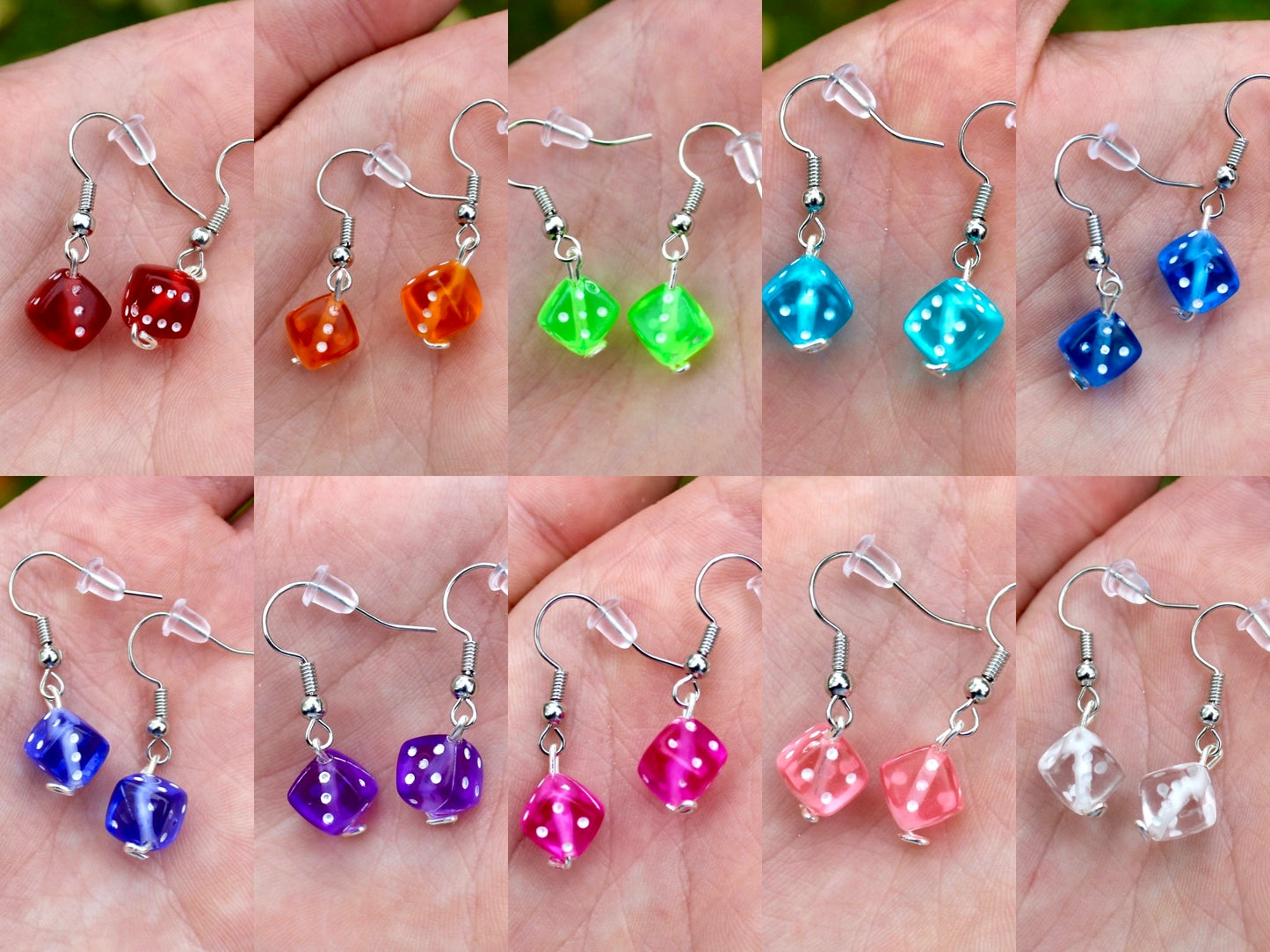 Transparent Dice Dangle Hook Earrings Inactive