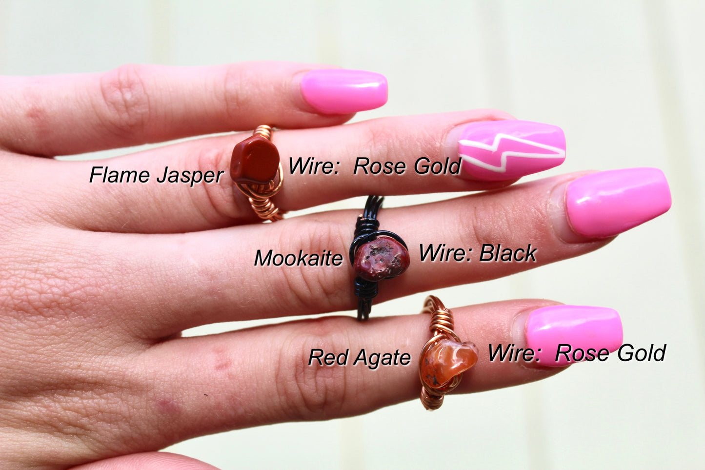 Gemstone Wire Wrapped Rings