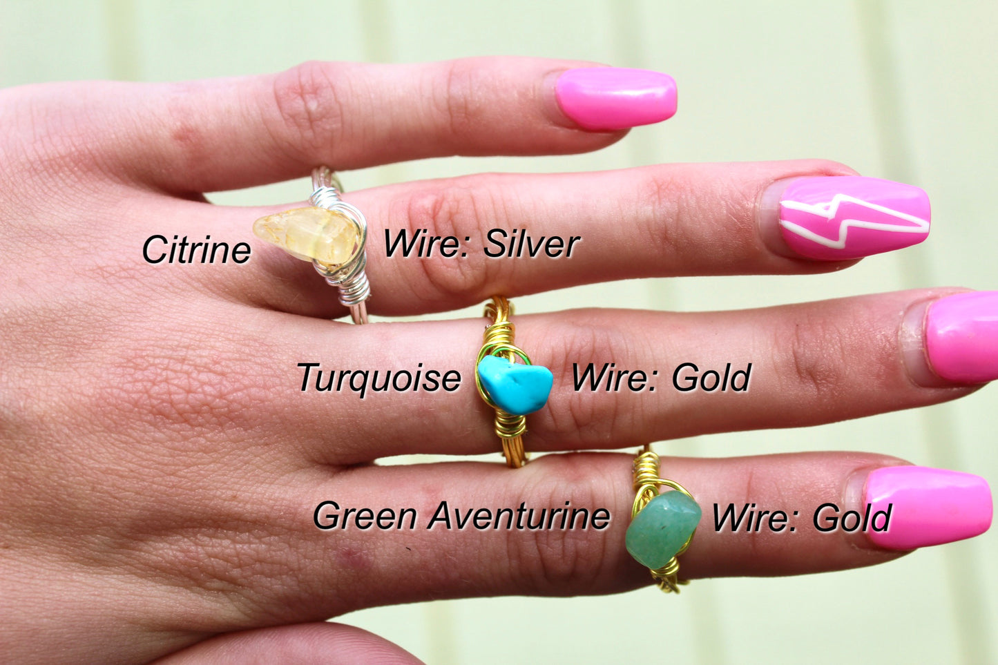 Gemstone Wire Wrapped Rings