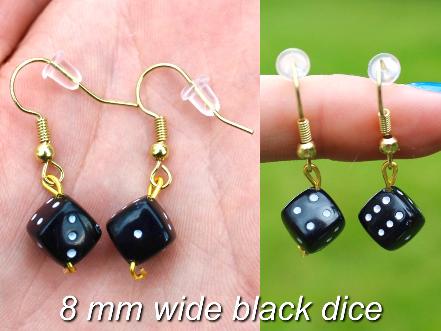 Solid Color Dangle Hook Dice Earrings | Red, White, Black