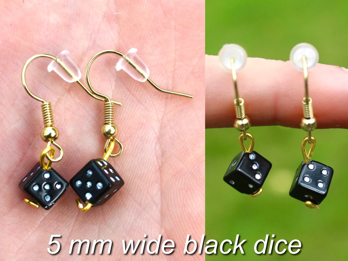 Solid Color Dangle Hook Dice Earrings | Red, White, Black