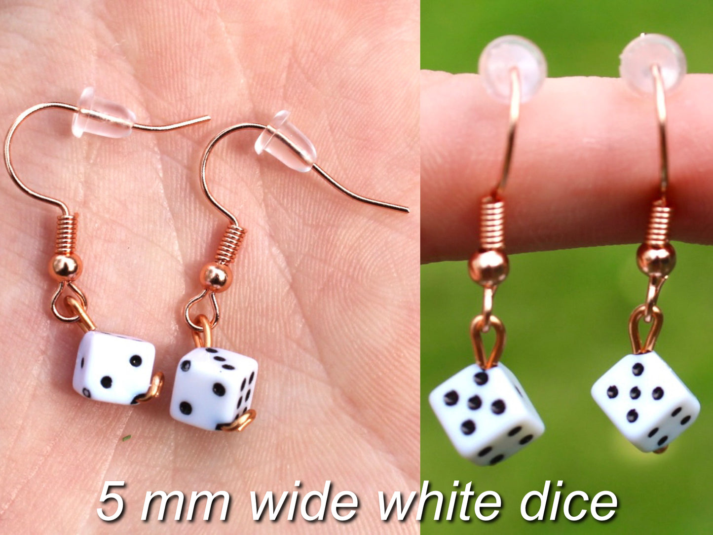 Solid Color Dangle Hook Dice Earrings | Red, White, Black