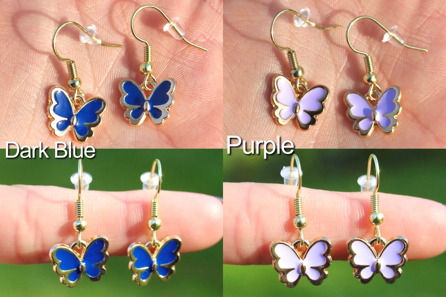 Gold Lined Butterfly Dangle Earrings