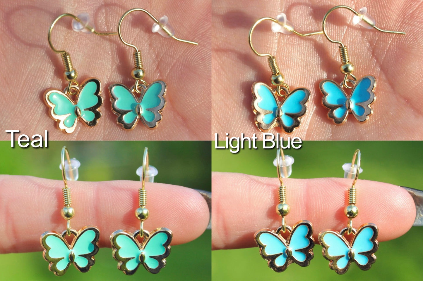 Gold Lined Butterfly Dangle Earrings