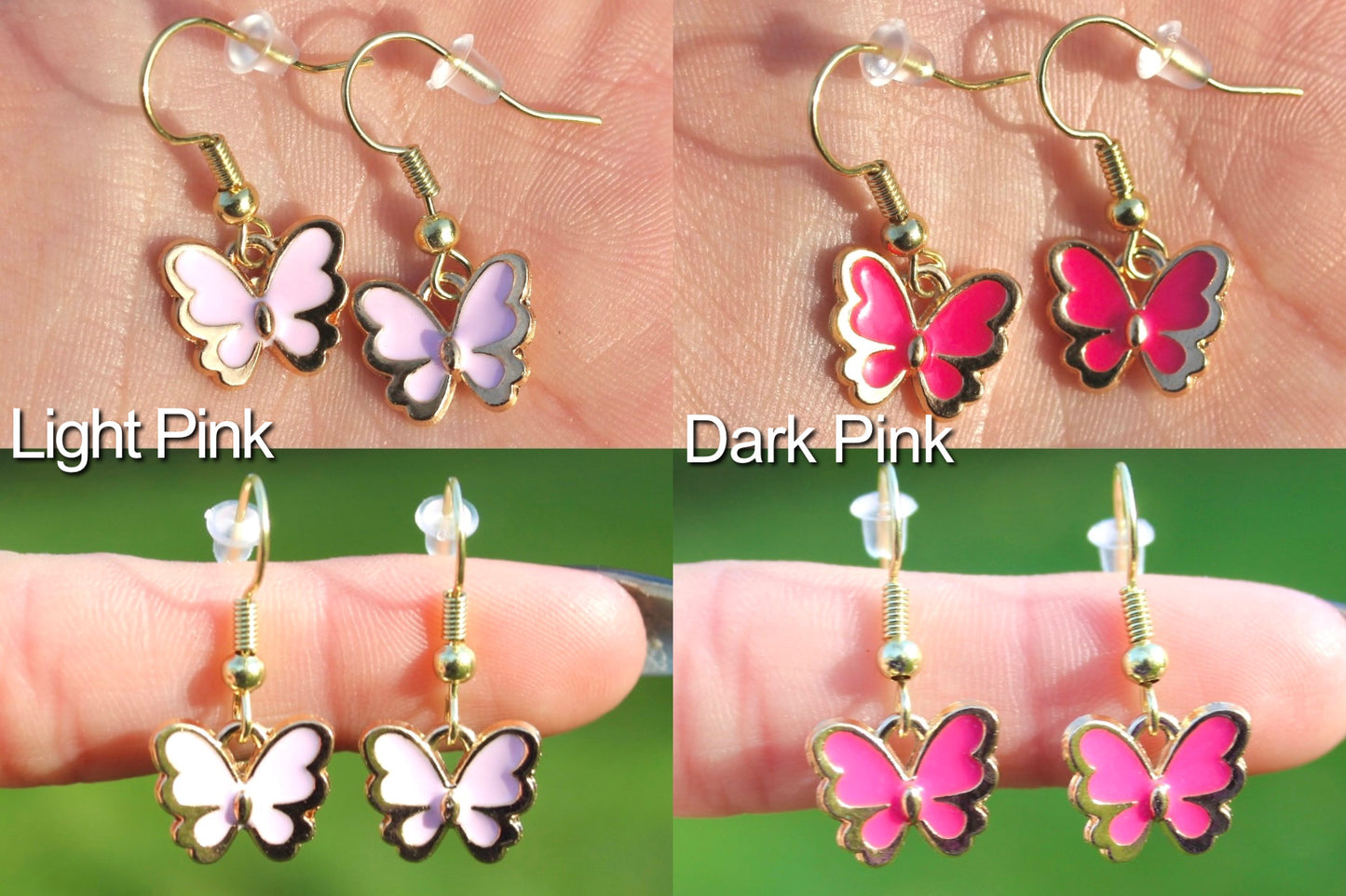 Gold Lined Butterfly Dangle Earrings