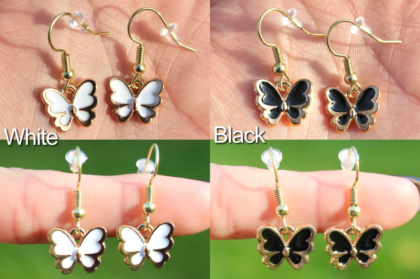 Gold Lined Butterfly Dangle Earrings