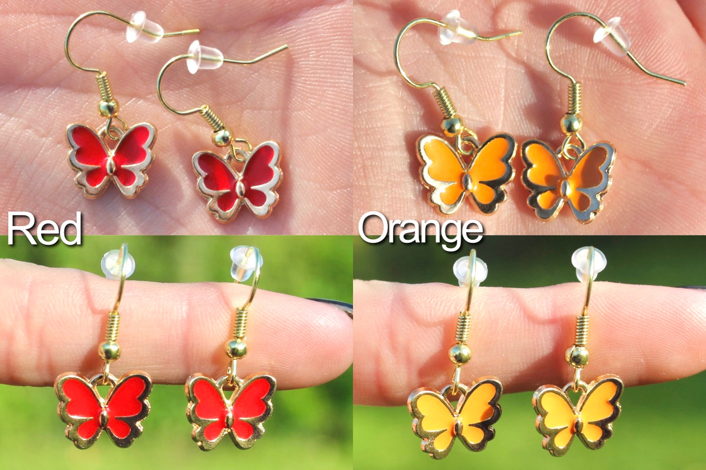 Gold Lined Butterfly Dangle Earrings